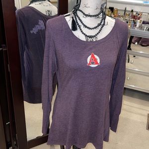 New Avery Brewing Co a-line purple heather long sleeve w/ hops on the arm & back